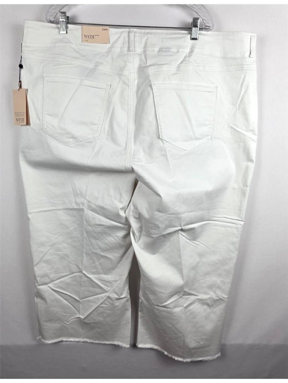 NYDJ 24W Optic White Wide Leg Capri Jeans Raw Hem Lift Tuck Stretch NWT - Picture 3 of 8